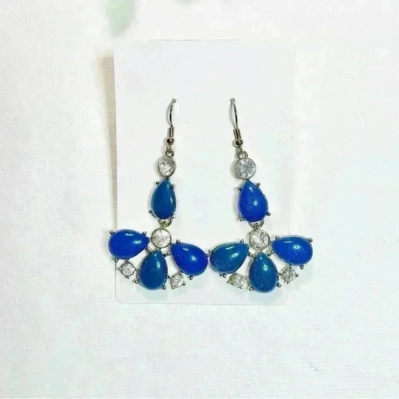 Blue Flower Statement Earrings - Picture 4 of 5